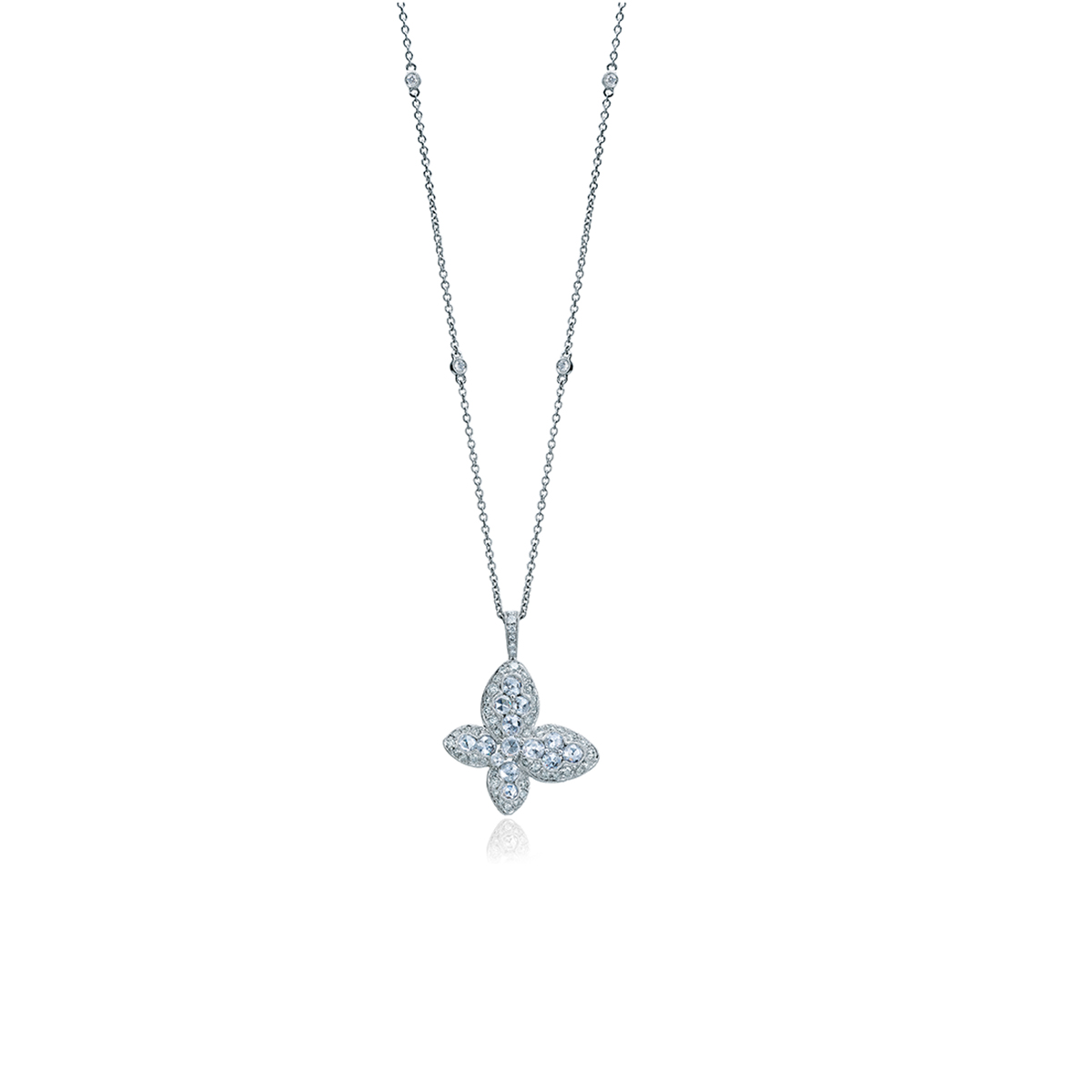 White Gold Diamond Butterfly Pendant Necklace